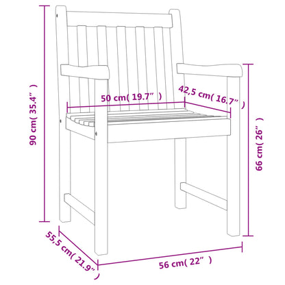 Garden Chair | Set of 8 | Natural Wood | Solid Acacia wood | Standard