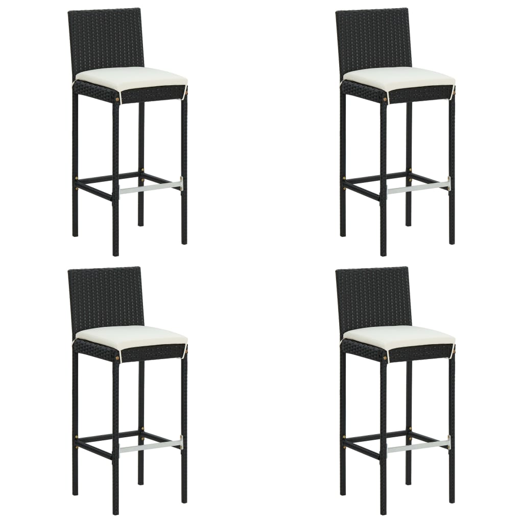 5 Piece Garden Bar Set with Cushions Black Poly Rattan