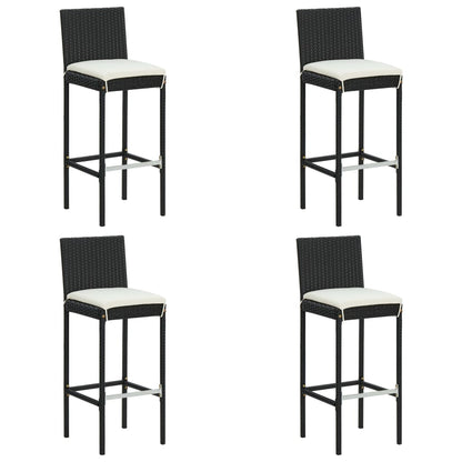 5 Piece Garden Bar Set with Cushions Black Poly Rattan