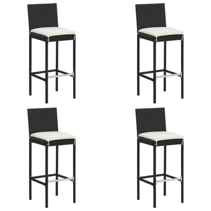 5 Piece Garden Bar Set with Cushions Black Poly Rattan