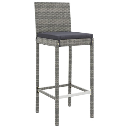 5 Piece Garden Bar Set with Cushions Grey Poly Rattan
