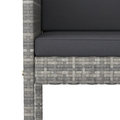 7 Piece Garden Bar Set with Cushions Grey Poly Rattan