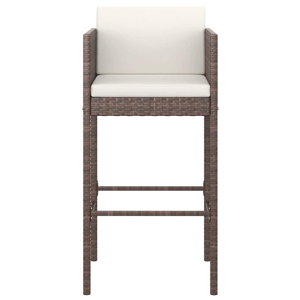 9 Piece Garden Bar Set with Cushions Brown Poly Rattan