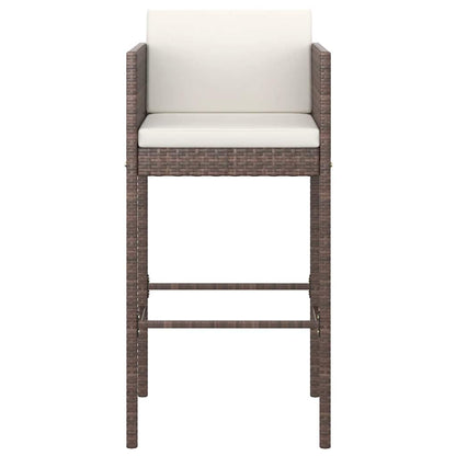 9 Piece Garden Bar Set with Cushions Brown Poly Rattan