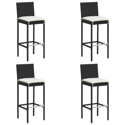 5 Piece Garden Bar Set with Cushions Black Poly Rattan
