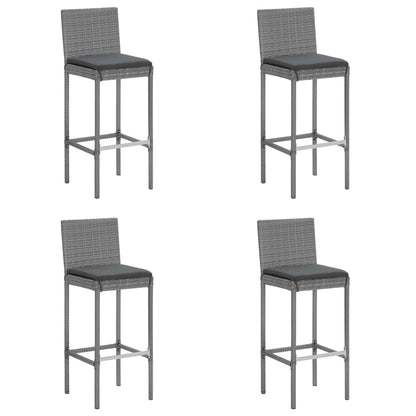 5 Piece Garden Bar Set with Cushions Grey Poly Rattan