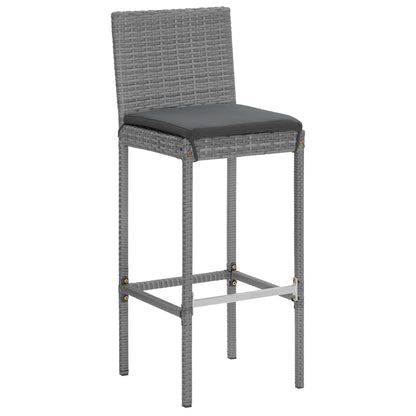 5 Piece Garden Bar Set with Cushions Grey Poly Rattan