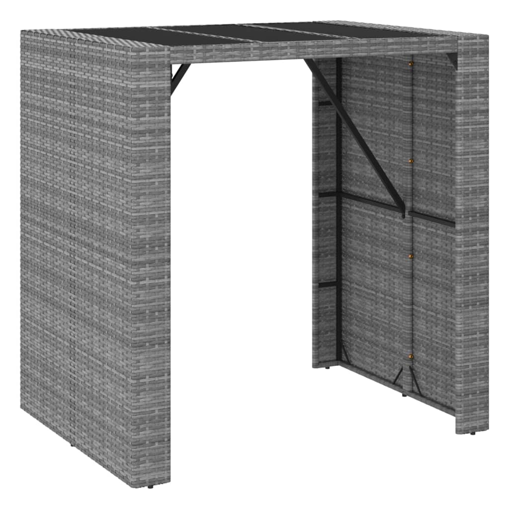 5 Piece Garden Bar Set with Cushions Grey Poly Rattan