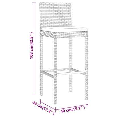 5 Piece Garden Bar Set with Cushions Grey Poly Rattan