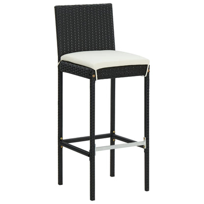 9 Piece Garden Bar Set with Cushions Black Poly Rattan
