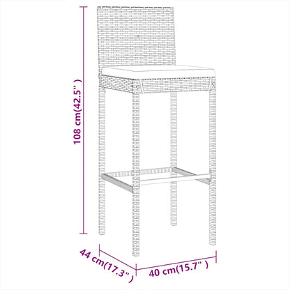 9 Piece Garden Bar Set with Cushions Grey Poly Rattan
