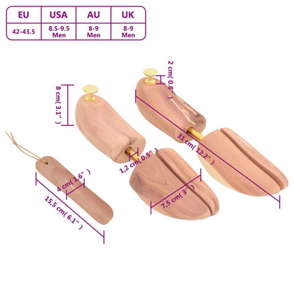 Shoe Stretcher with Shoe Horn EU 42-43.5 Solid Wood Cedar
