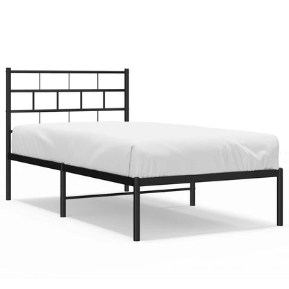 Metal Bed Frame without Mattress with Headboard Black 100x200cm