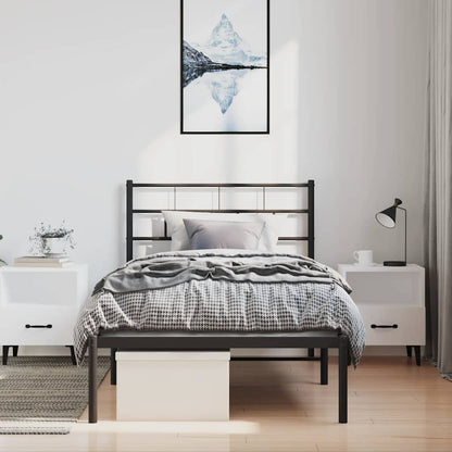 Metal Bed Frame without Mattress with Headboard Black 100x200cm