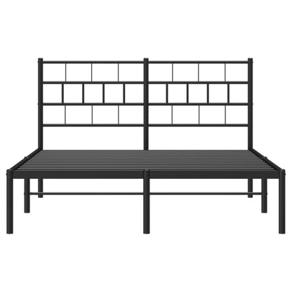 Metal Bed Frame without Mattress with Headboard Black 140x190cm
