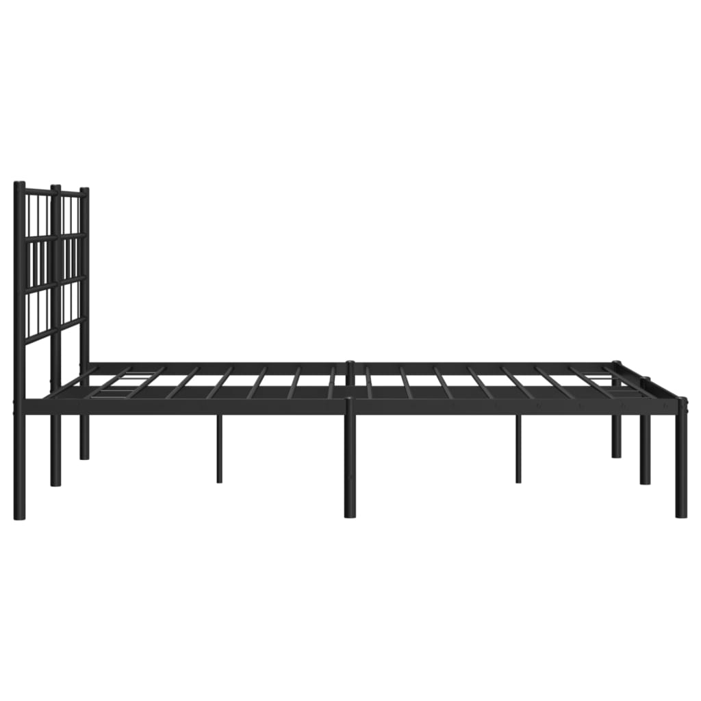 Metal Bed Frame without Mattress with Headboard Black 140x190cm