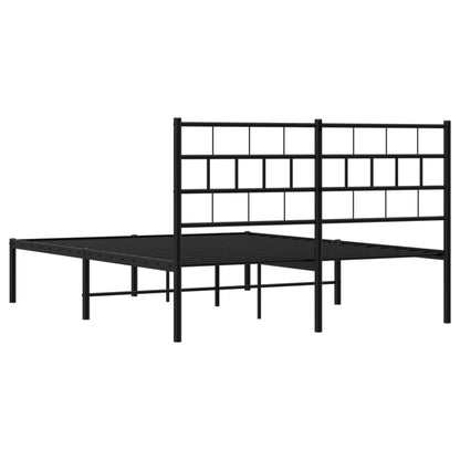 Metal Bed Frame without Mattress with Headboard Black 140x190cm