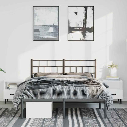 Metal Bed Frame without Mattress with Headboard Black 150x200cm