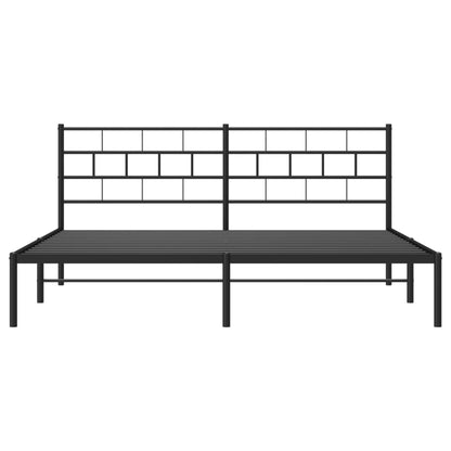 Metal Bed Frame without Mattress with Headboard Black 180x200cm