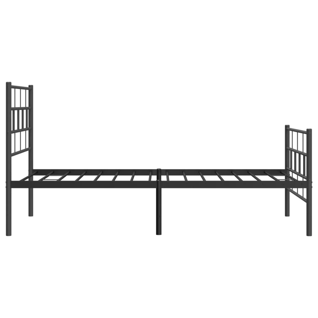 Metal Bed Frame without Mattress with Footboard Black 90x190cm