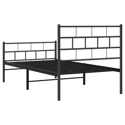 Metal Bed Frame without Mattress with Footboard Black 107x203cm