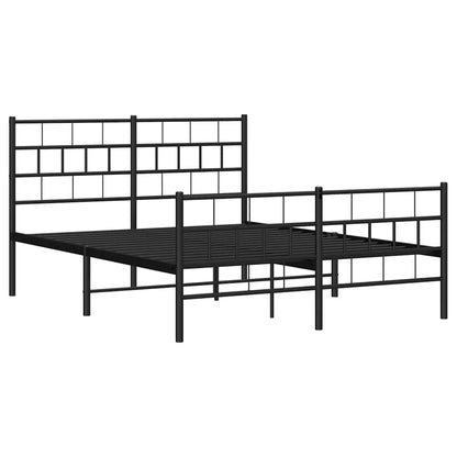 Metal Bed Frame without Mattress with Footboard Black 135x190cm