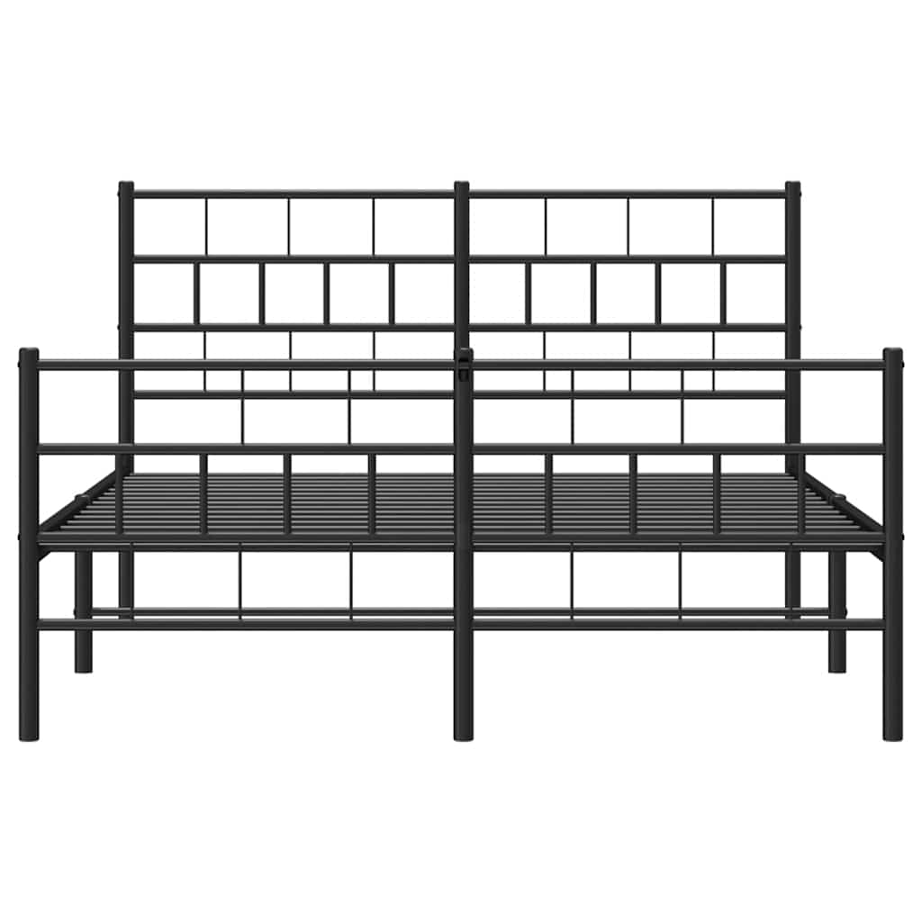 Metal Bed Frame without Mattress with Footboard Black 135x190cm