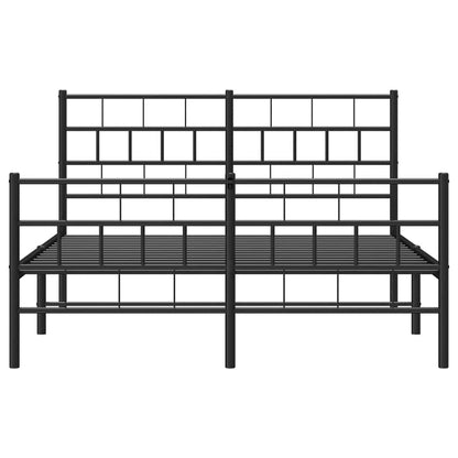 Metal Bed Frame without Mattress with Footboard Black 135x190cm