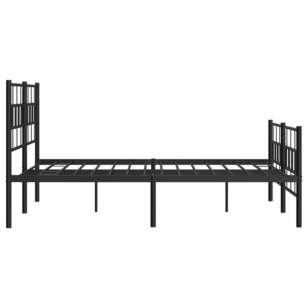 Metal Bed Frame without Mattress with Footboard Black 135x190cm
