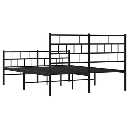 Metal Bed Frame without Mattress with Footboard Black 135x190cm
