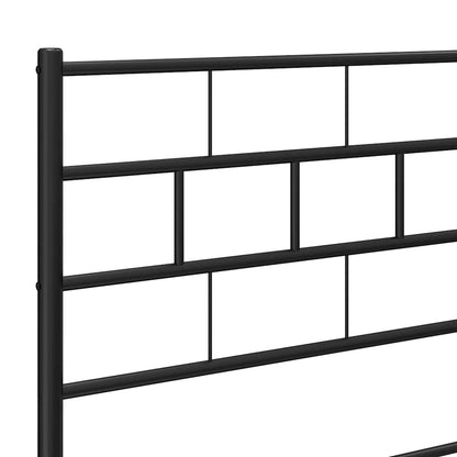 Metal Bed Frame without Mattress with Footboard Black 135x190cm