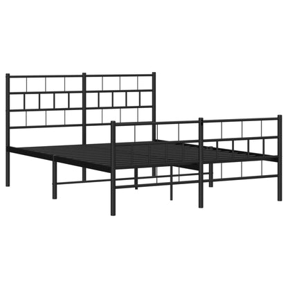 Metal Bed Frame without Mattress with Footboard Black 140x190cm
