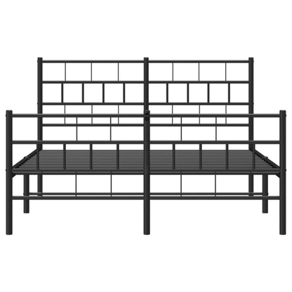 Metal Bed Frame without Mattress with Footboard Black 140x190cm