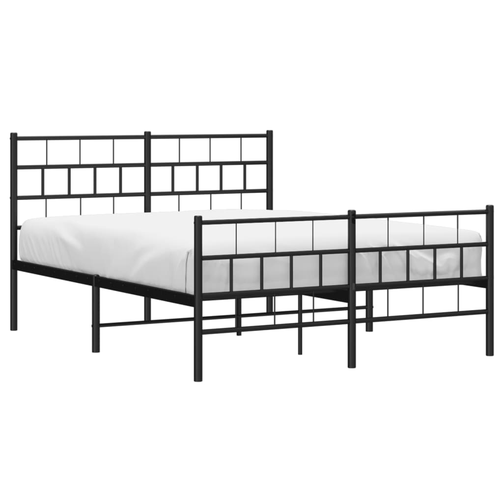 Metal Bed Frame without Mattress with Footboard Black 140x200cm