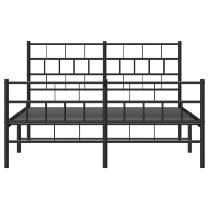 Metal Bed Frame without Mattress with Footboard Black 140x200cm