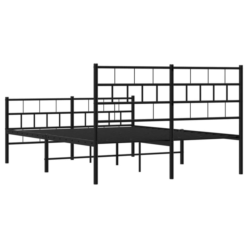 Metal Bed Frame without Mattress with Footboard Black 140x200cm