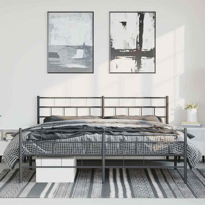 Metal Bed Frame without Mattress with Footboard Black 183x213cm