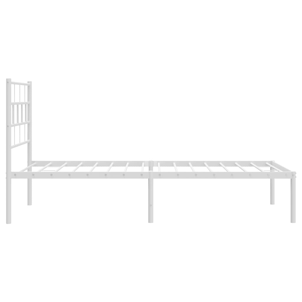Metal Bed Frame without Mattress with Headboard White 75x190cm