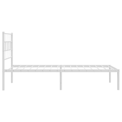Metal Bed Frame without Mattress with Headboard White 75x190cm