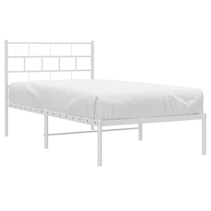 Metal Bed Frame without Mattress with Headboard White 100x200cm