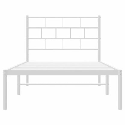 Metal Bed Frame without Mattress with Headboard White 100x200cm