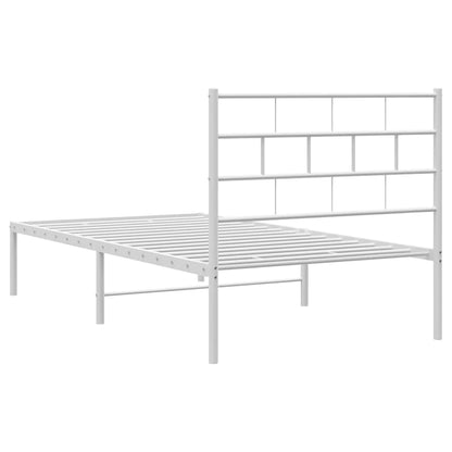 Metal Bed Frame without Mattress with Headboard White 100x200cm