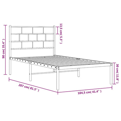 Metal Bed Frame without Mattress with Headboard White 100x200cm
