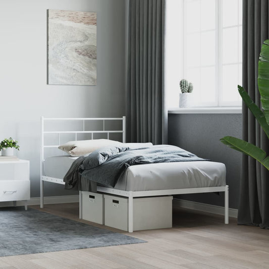 Metal Bed Frame | White | Steel | Single | Metal Bed Frame | Rectangular
