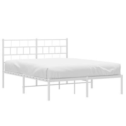 Metal Bed Frame without Mattress with Headboard White 150x200cm