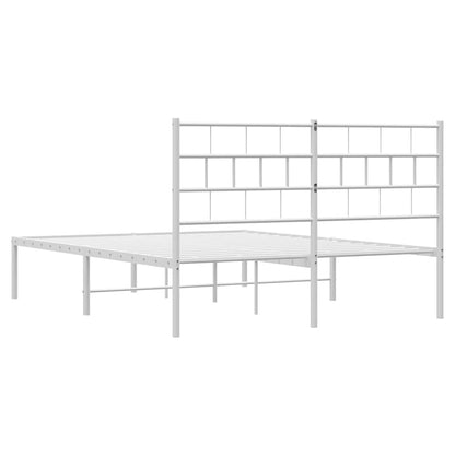 Metal Bed Frame without Mattress with Headboard White 150x200cm