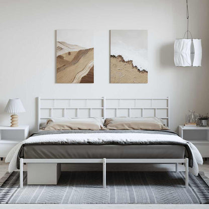 Metal Bed Frame without Mattress with Headboard White 183x213cm