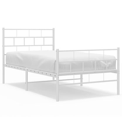 Metal Bed Frame without Mattress with Footboard White 90x200cm
