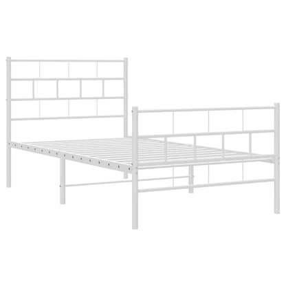 Metal Bed Frame without Mattress with Footboard White 90x200cm