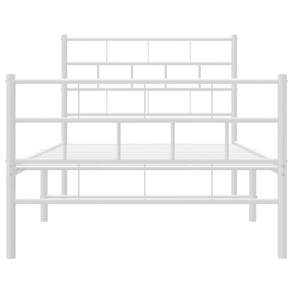 Metal Bed Frame without Mattress with Footboard White 90x200cm